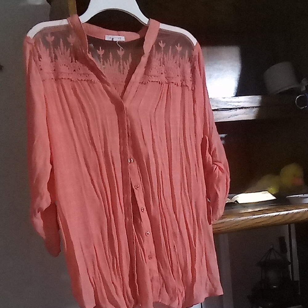 Elegant Coral Lace Blouse